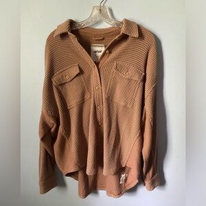 Aerie lumberjane waffle button up